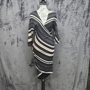Vtg bebe Wrap Dress Sz S Striped Bodycon 90s Y2K Romantic Elegant Timeless Sexy